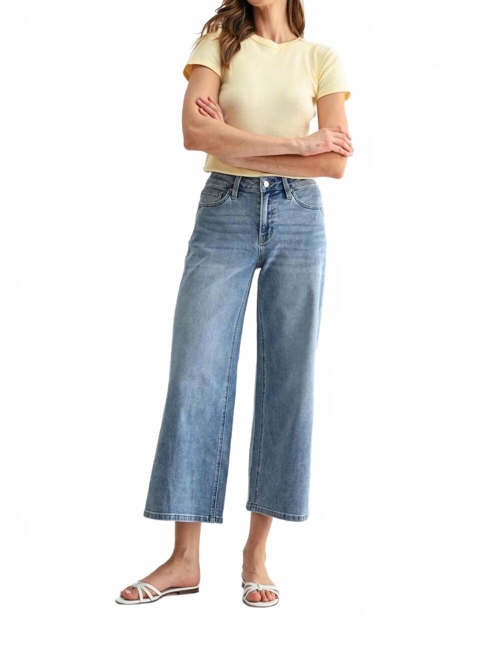 NEW MICA stevie mid rise wide leg crop jeans in blue